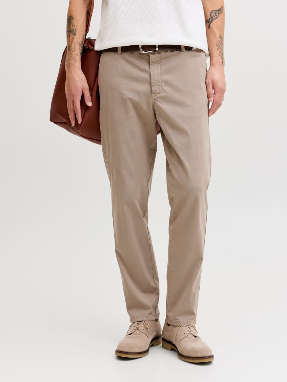 Jack & Jones, Pantaloni chino barbati, cu talie medie, Regular Fit, Jpstollie, Maro (SELECTATI MARIMEA: 30, SELECTATI LUNGIMEA: 30)