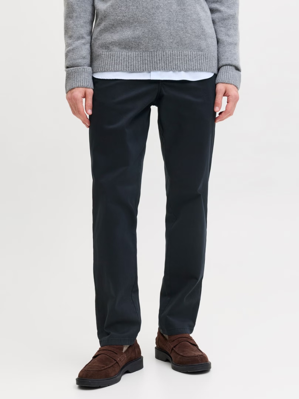 Jack & Jones, Pantaloni chino, barbati, Jpstollie Vance, Regular Fit, cu talie medie, Bleumarin inchis (SELECTATI MARIMEA: 33, SELECTATI LUNGIMEA: 32)