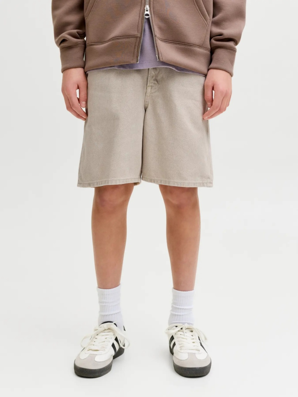 Jack & Jones Pantaloni scurti de blug baieti, cu talie medie, Relaxed fit, Bej (SELECTATI MARIMEA: 134 cm)