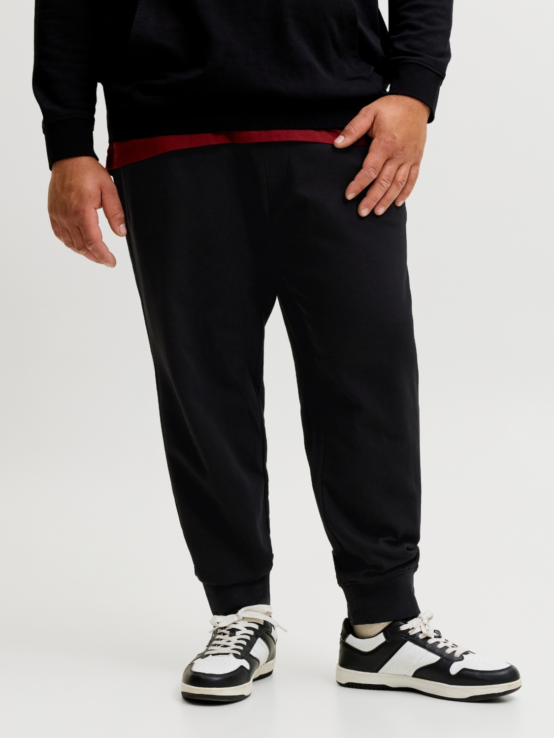 Jack & Jones Plus Pantaloni de trening barbati big sizes, JPSTGORDON, Regular fit, Negru (SELECTATI MARIMEA: 50)