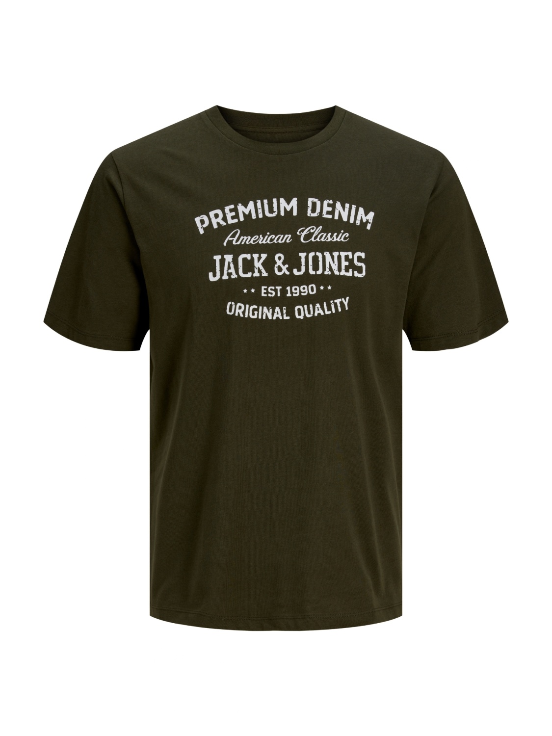 Jack & Jones Tricou baieti, la baza gatului, din bumbac, Regular fit, Verde inchis