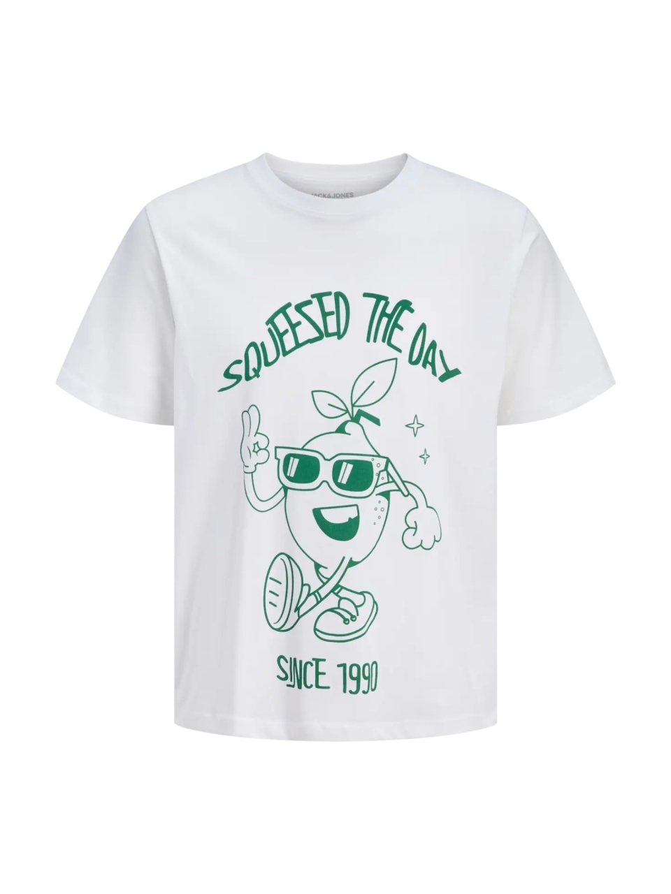 Jack & Jones Tricou barbati la baza gatului, din bumbac, Regular Fit, JJFUNNY FRUIT, Alb (SELECTATI MARIMEA: M)