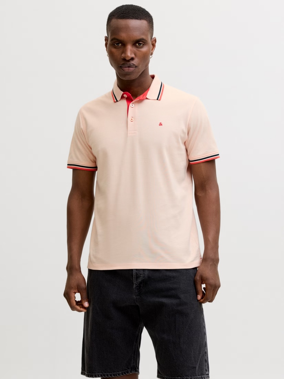 Jack & Jones Tricou polo barbati, Slim fit cu guler contrast, Piersica (SELECTATI MARIMEA: XL)