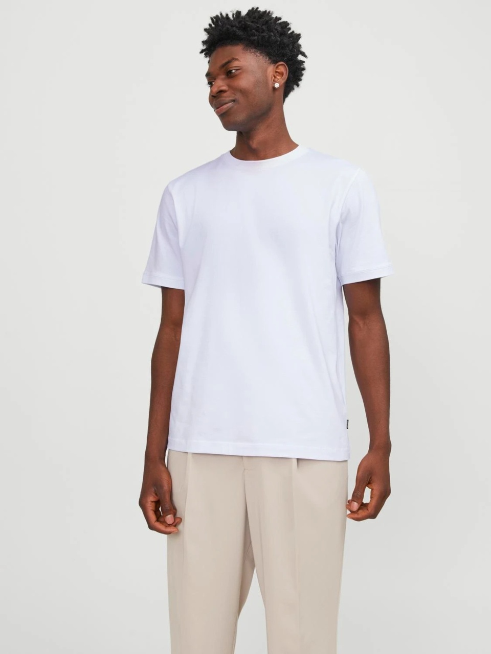 Jack & Jones, Tricou simplu, barbati cu decolteu la baza gatului, Alb (SELECTATI MARIMEA: 2XL)