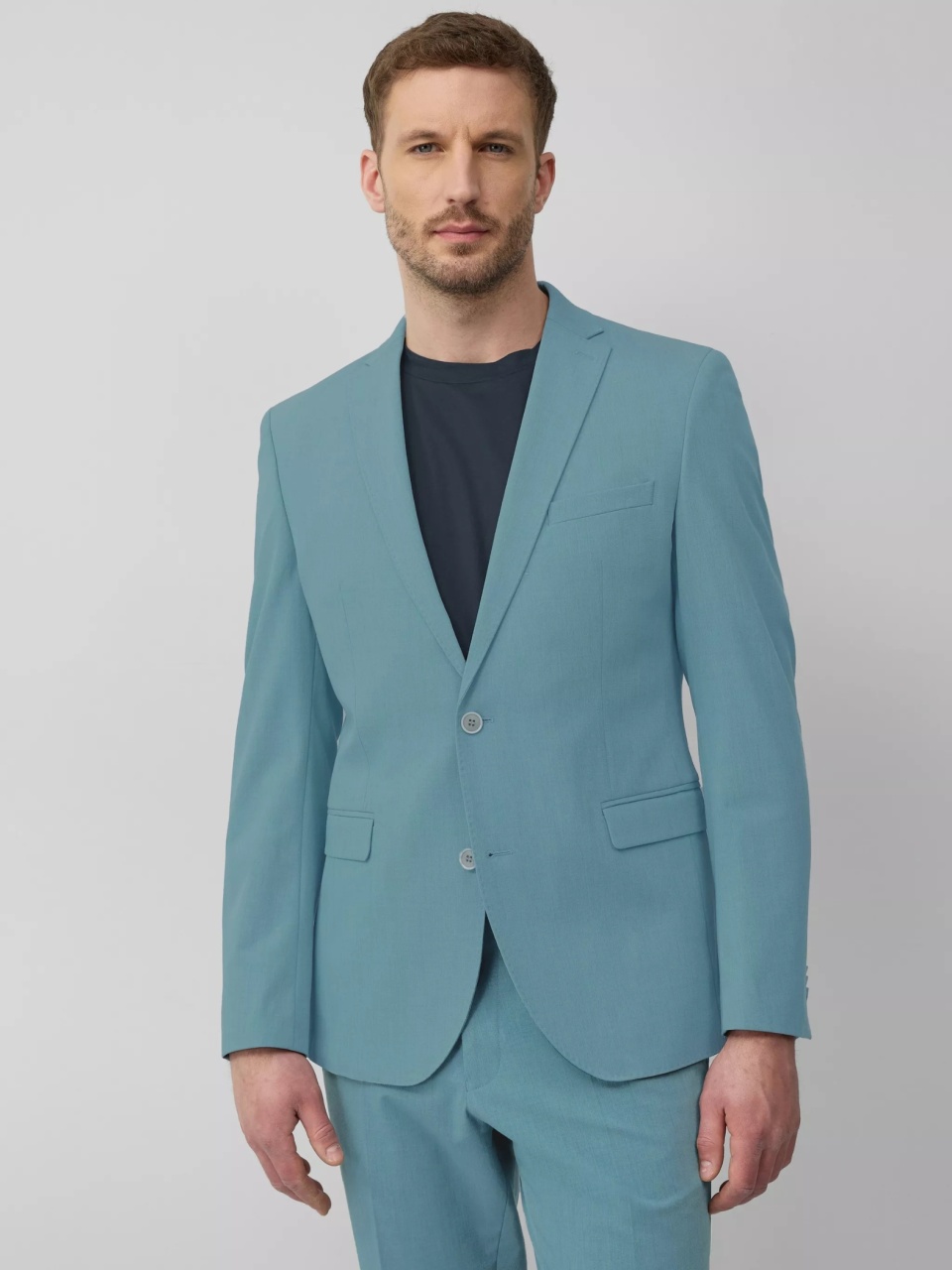 s.Oliver BLACK LABEL Sacou elegant barbati, croiala Slim fit, Turcoaz (SELECTATI MARIMEA: 52)