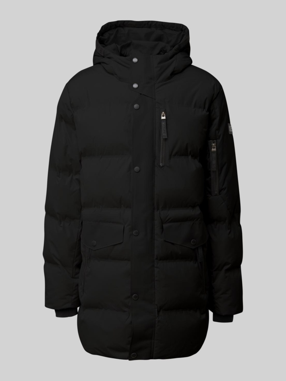 s.Oliver Geaca lunga barbati cu gluga, rezistenta la apa, Regular fit, Negru (SELECTATI MARIMEA: XL)