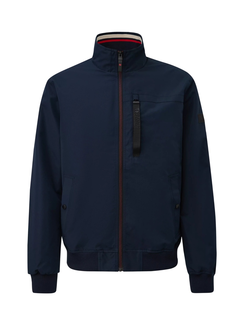 s.Oliver Jacheta barbati cu guler inalt si detalii contrastante, Bleumarin inchis (SELECTATI MARIMEA: 2XL)