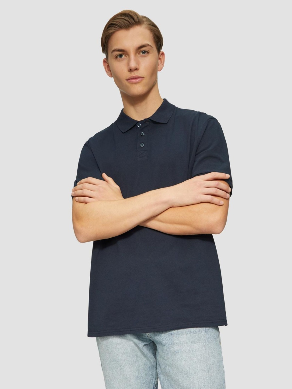 Tricou polo din bumbac, barbati, croiala Regular Fit, Bleumarin inchis (SELECTATI MARIMEA: M)