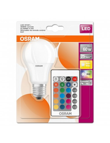 Bec LED RGB Osram A60, cu telecomanda, E27, 9W (60W), 806 lm OSRAM imagine noua 2022