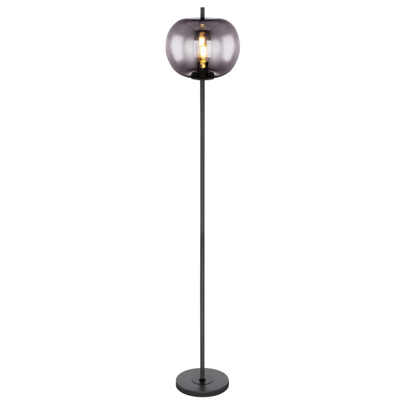 Lampadar metal negru, sticlă fumurie, 1 bec, dulie E27, 15345S, Globo Globo Lighting