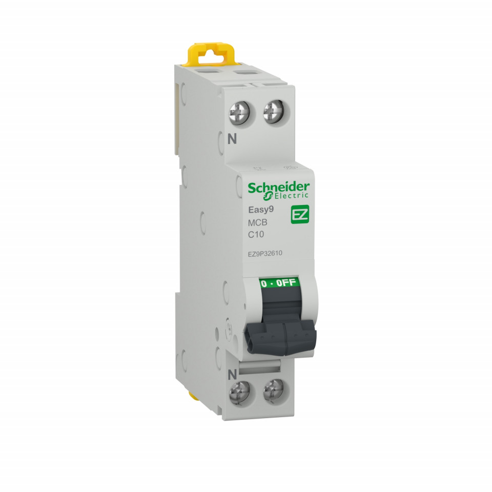 Siguranta automata P+N, 10A, curba de declansare C, capacitate de rupere 4.5kA, Schneider Easy9