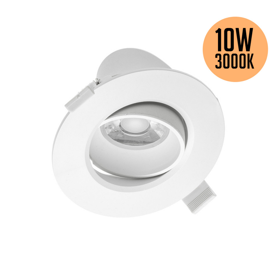 Spot led rotund incastrat orientabil, 10W, lumina calda 3000K, 800lm, GTV