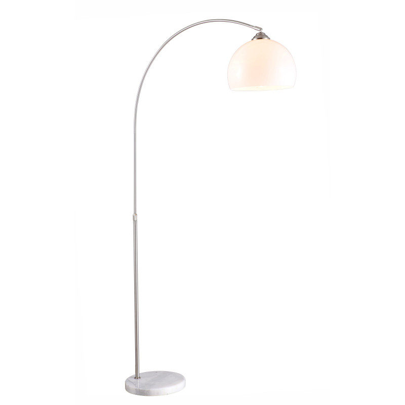 Lampadar nichel mat, marmura, inaltime reglabila , abajur alb,intrerupator, 1 bec, dulie E27, 58227, Globo