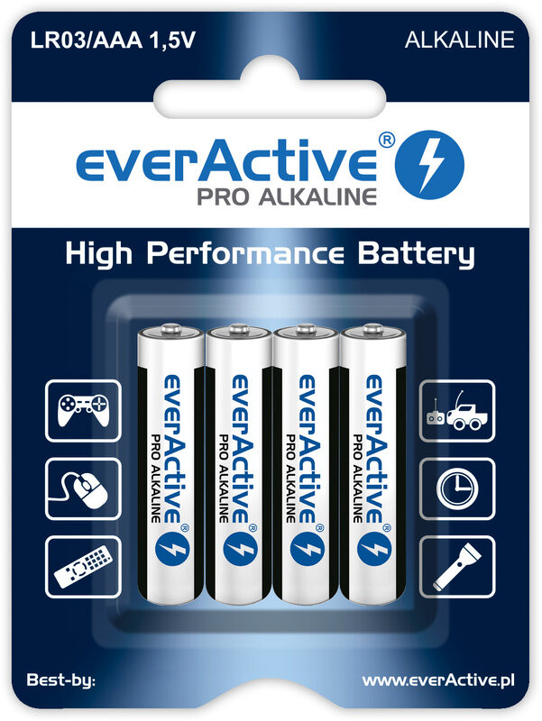 Set 4 baterii R3 AAA Alkaline, everActive Pro Alkaline everActive imagine noua 2022