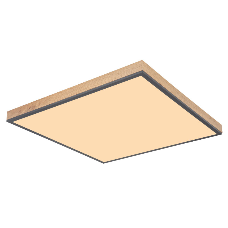 Plafoniera aluminiu grafit, aspect MDF lemn, acril, 2250lm, lumina calda (3000K), 416080WD3, Globo