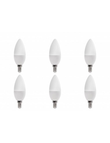 Set 6 becuri led E14, lumanare, 6W (40 W), 4500K, 480 lm, lumina alba naturala, A+, Optonica