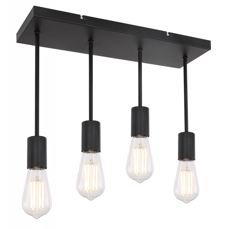 Lustra metal negru, 4 becuri, dulie E27, 54008-4D, Globo