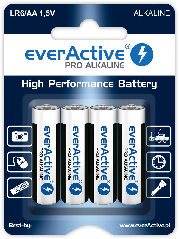 Set 4 baterii R6 AA Alkaline, everActive Pro Alkaline everActive imagine noua 2022