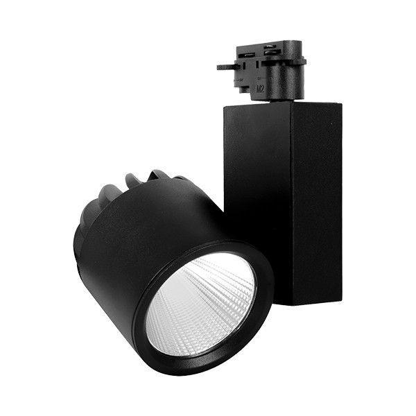 Spot LED pe sina, 30W, lumina calda(3000 K), 2600 lm, negru, Braytron