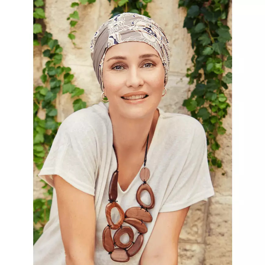 Amia turban, Beige Ornaments, Vascoza din bambus