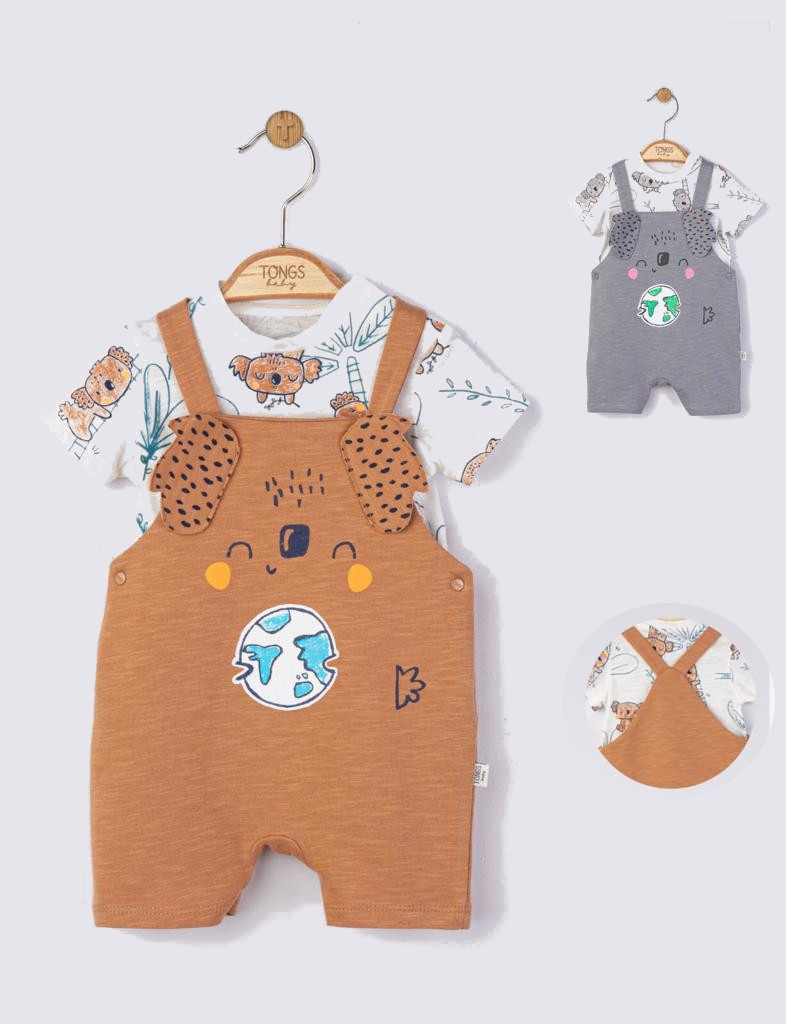 Set salopeta cu tricou de vara pentru bebelusi Koala, Tongs baby