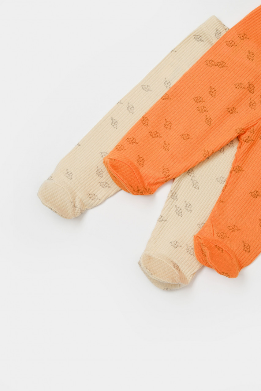 Set 2 pantalonasi cu botosei Printed, BabyCosy, 50% modal+50% bumbac, Stone/Apricot