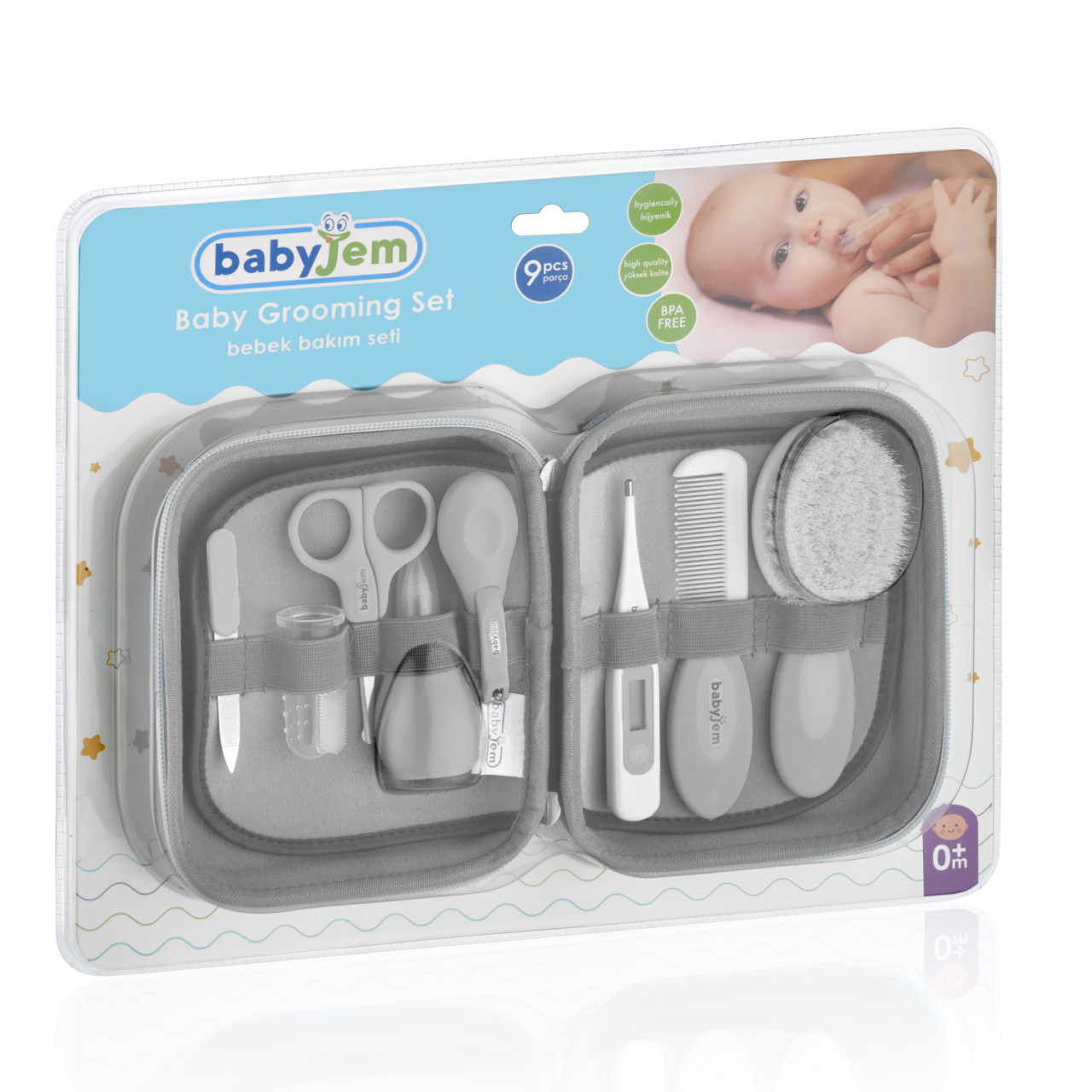 Set ingrijire unghii bebelusi cu 9 piese BabyJem Grooming Set