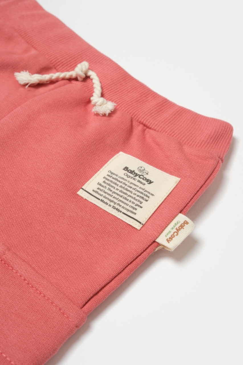 Pantaloni cu buzunare laterale, Two thread, 100%bumbac organic - Rose, BabyCosy