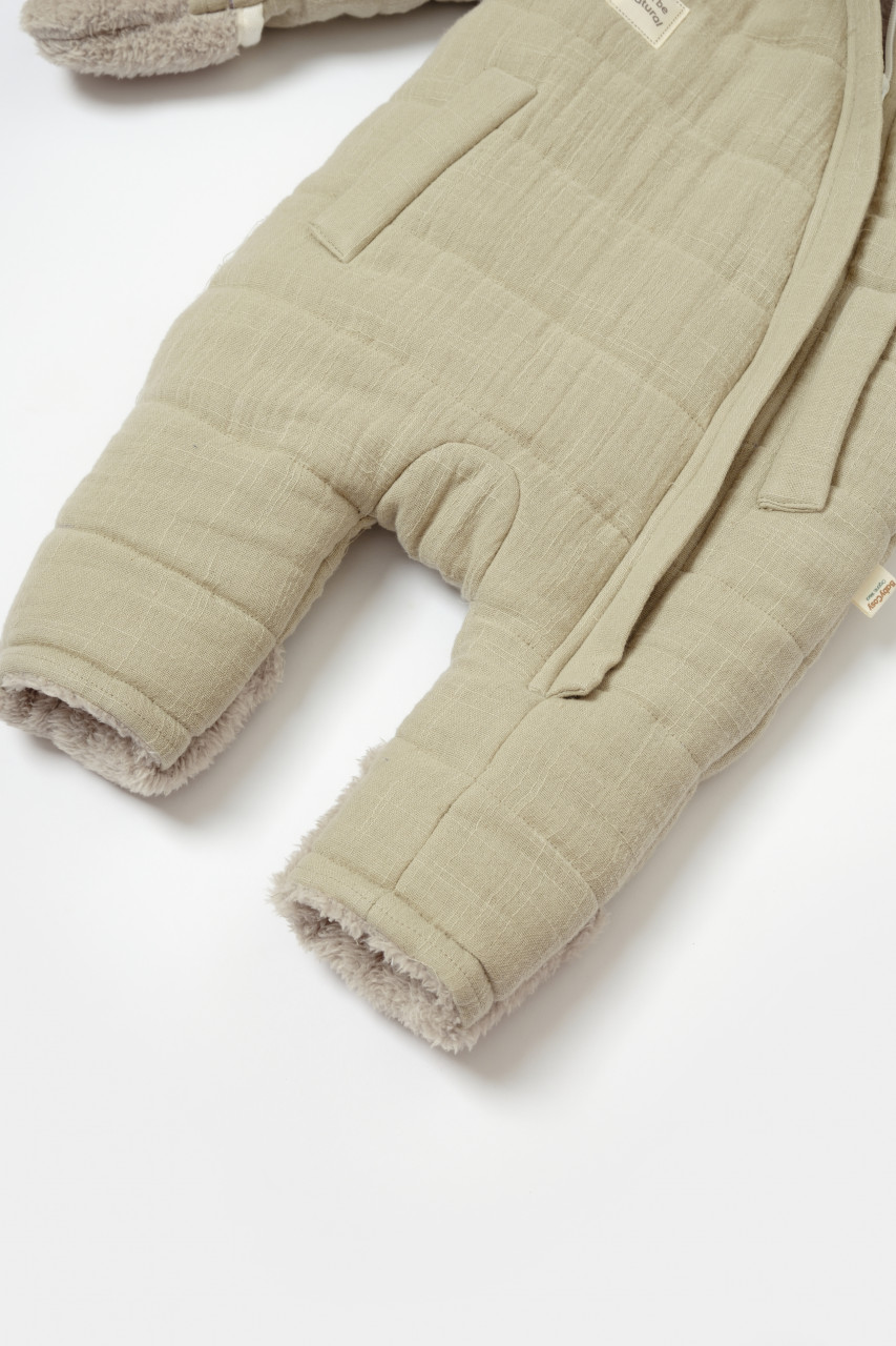 Salopeta de iarna pentru bebelusi, Winter muselin, 100% bumbac - Verde, BabyCosy