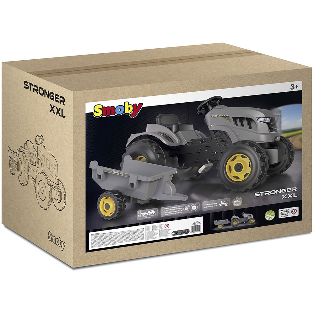 Tractor cu pedale si remorca Smoby Stronger XXL gri