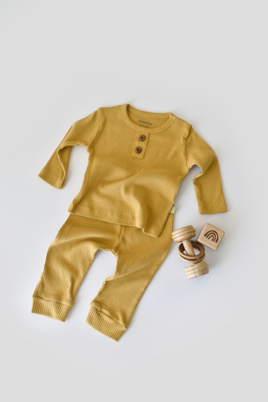 Set bluzita cu maneca lunga si pantaloni lungi din bumbac organic si modal - Sofran BabyCosy