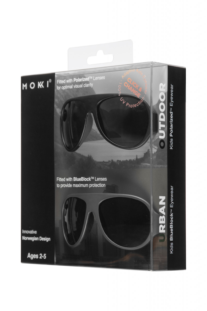 Ochelari de soare pentru copii MOKKI Click & Change, protectie UV, negru, 2-5 ani, set 2 perechi Accesorii Fashion
