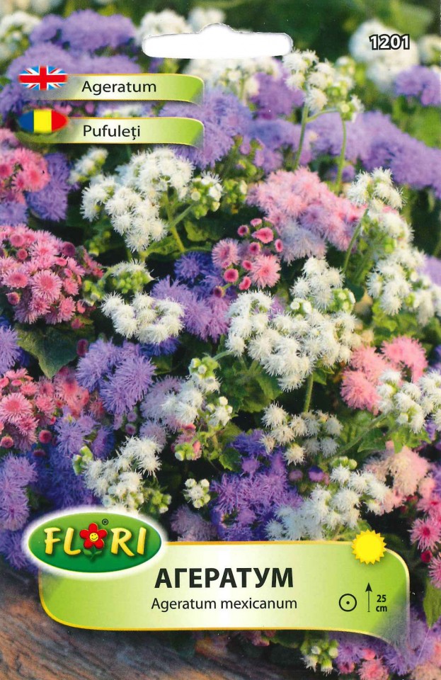 Pufuleti mix (1400 seminte) flori Pufusor Ageratum mix de culori, Florian
