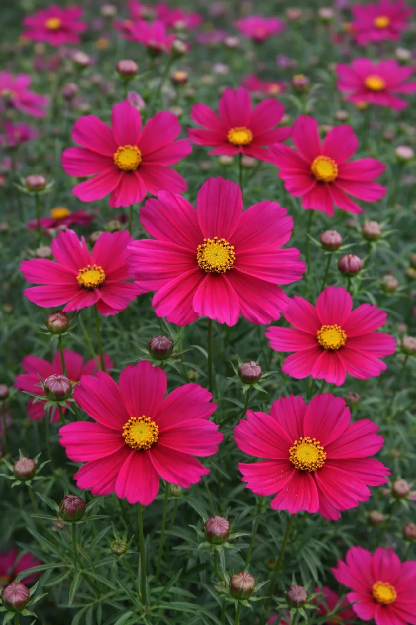 Cosmos Sensation Dazzler (1 gr) seminte Cosmos cu petale rosu-carmin intens si centru galben, Legutko