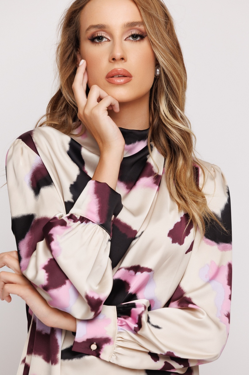 Bluza dama imprimata cu drapaj
