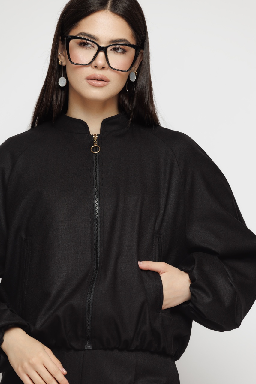 Jacheta dama neagra cu fermoar