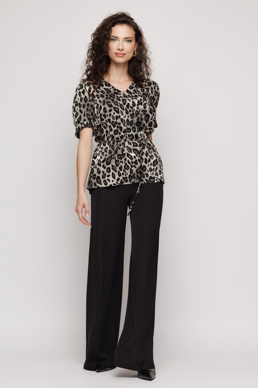 Bluză damă animal print cu cordon