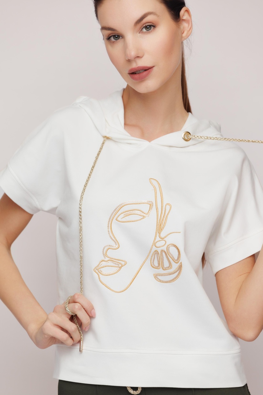 Hanorac dama alb cu broderie