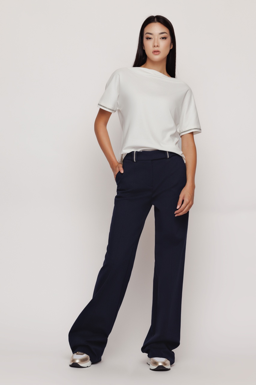 Pantaloni dama bleumarin largi