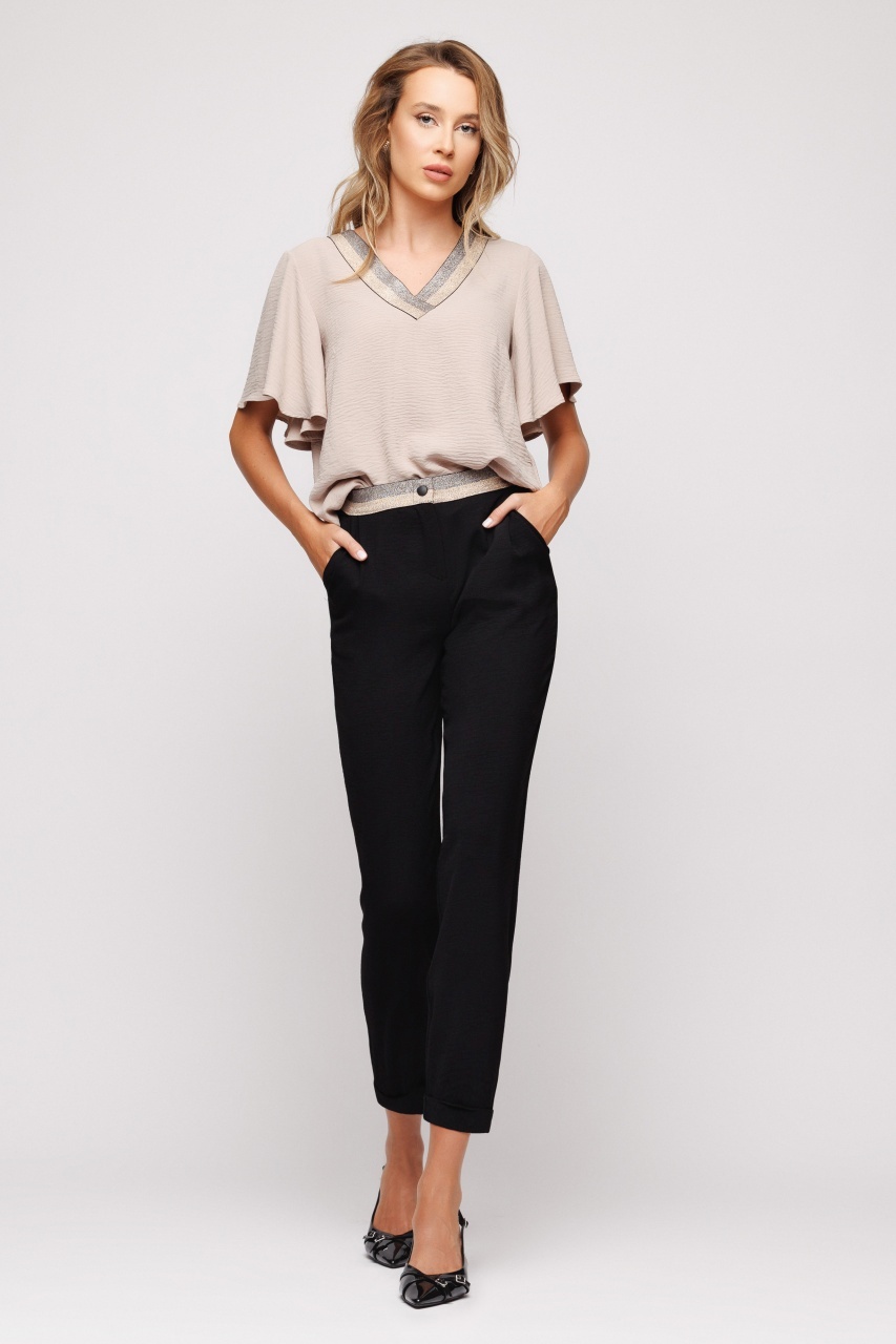 Pantaloni dama cu banda decorativa