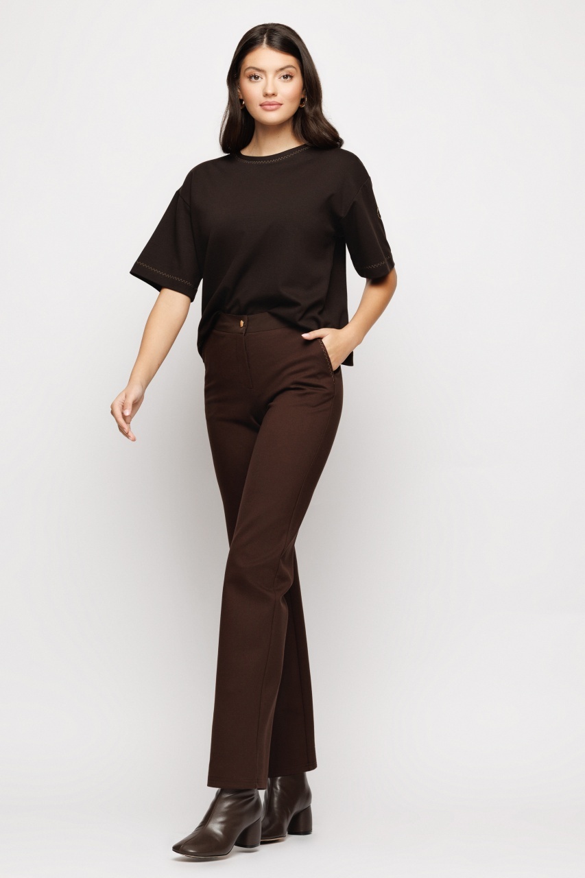 Pantaloni dama drepti maro