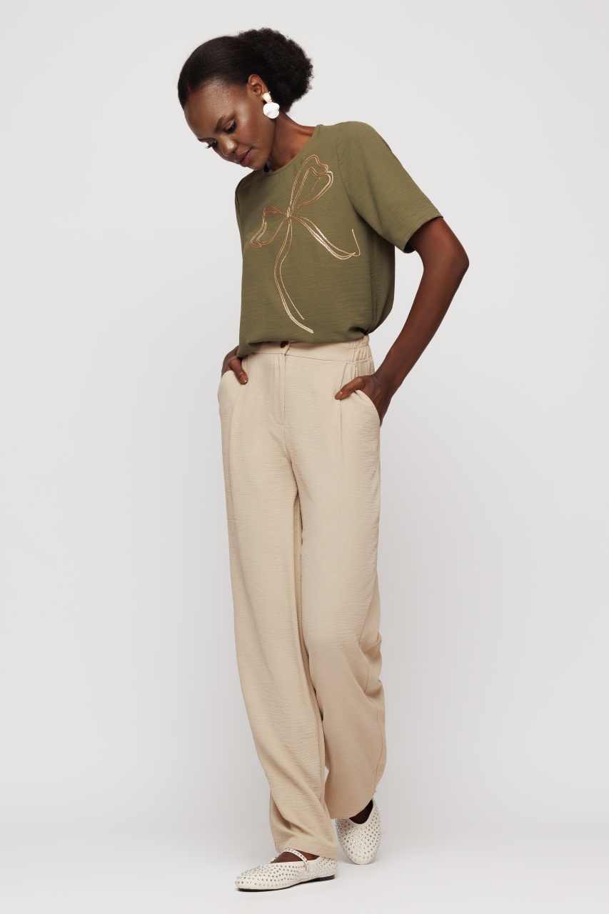 Pantaloni dama largi bej