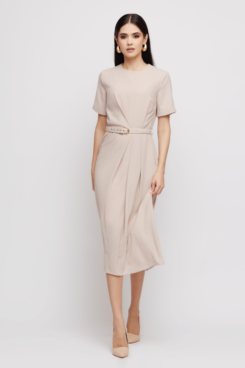 Rochie dama crem cu plii