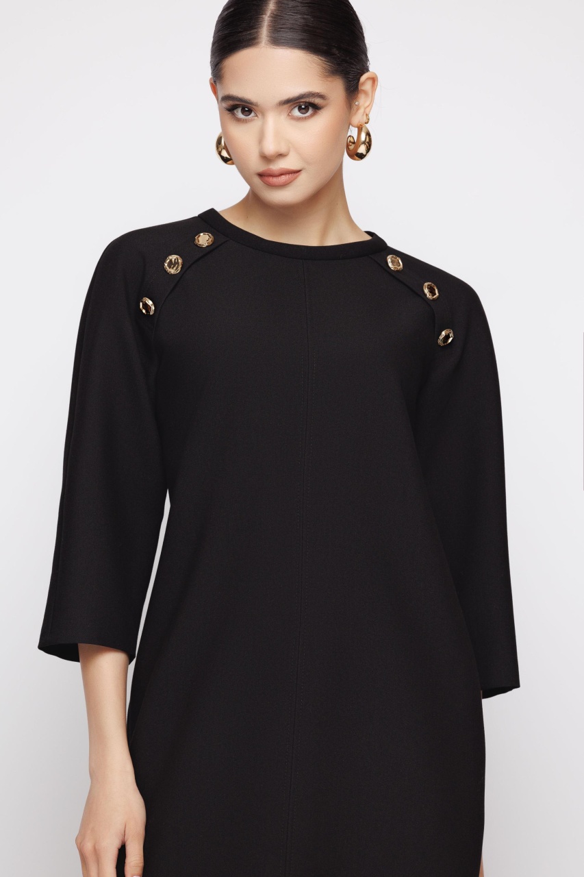 Rochie dama neagra cu nasturi
