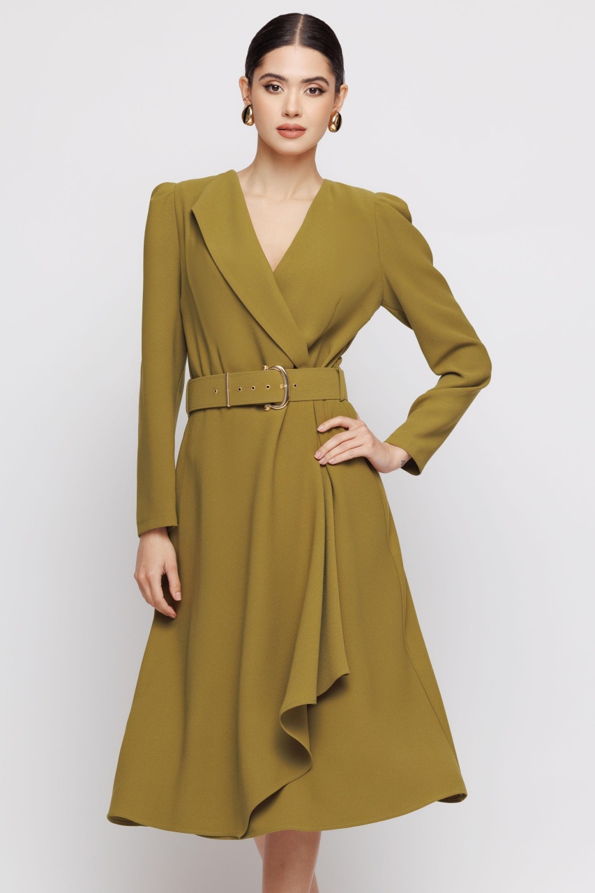 Rochie dama verde cu rever