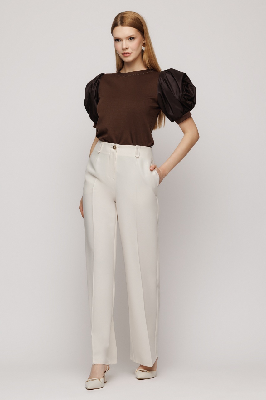 Tricou dama cambrat cu maneci drapate