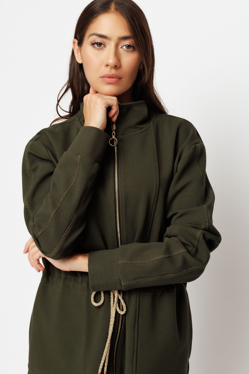 Jacheta dama kaki cu fermoar