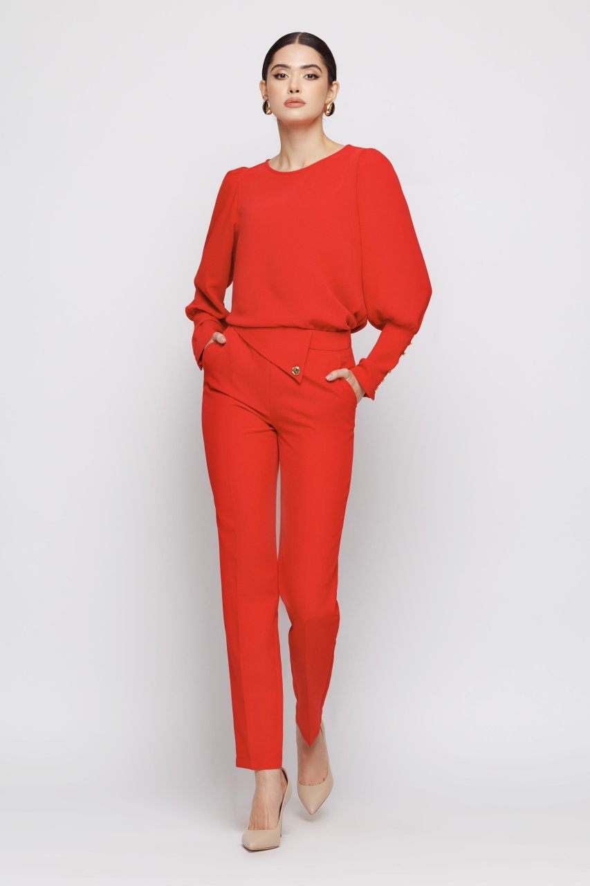 Pantaloni dama conici rosii