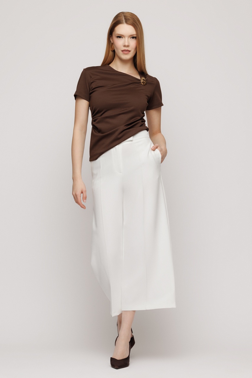 Pantaloni largi damă eleganți 3/4