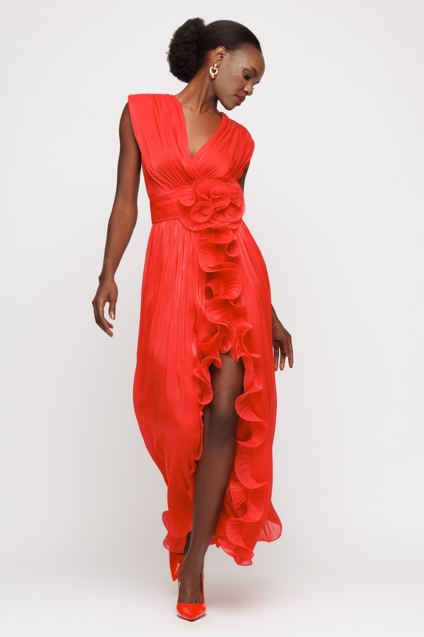 Rochie dama eleganta lunga rosie
